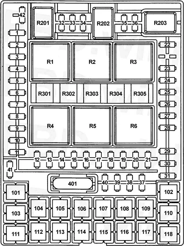 2004-2008 Ford F150 Fuses Panel Diagram