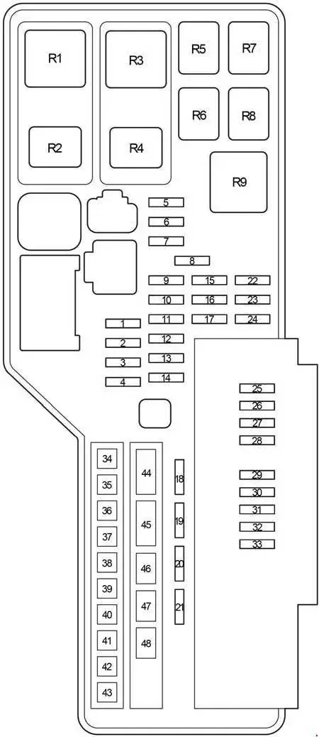 2006-2012 Lexus ES 350 Fuse Block Diagram