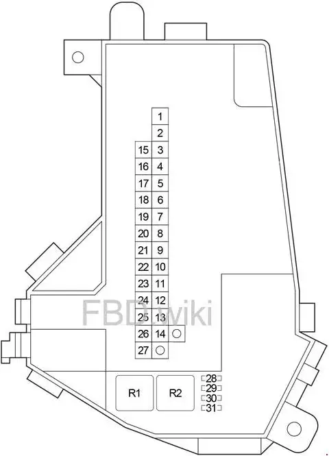 2007-2012 Lexus LS 460 Diagram of Fuse Block