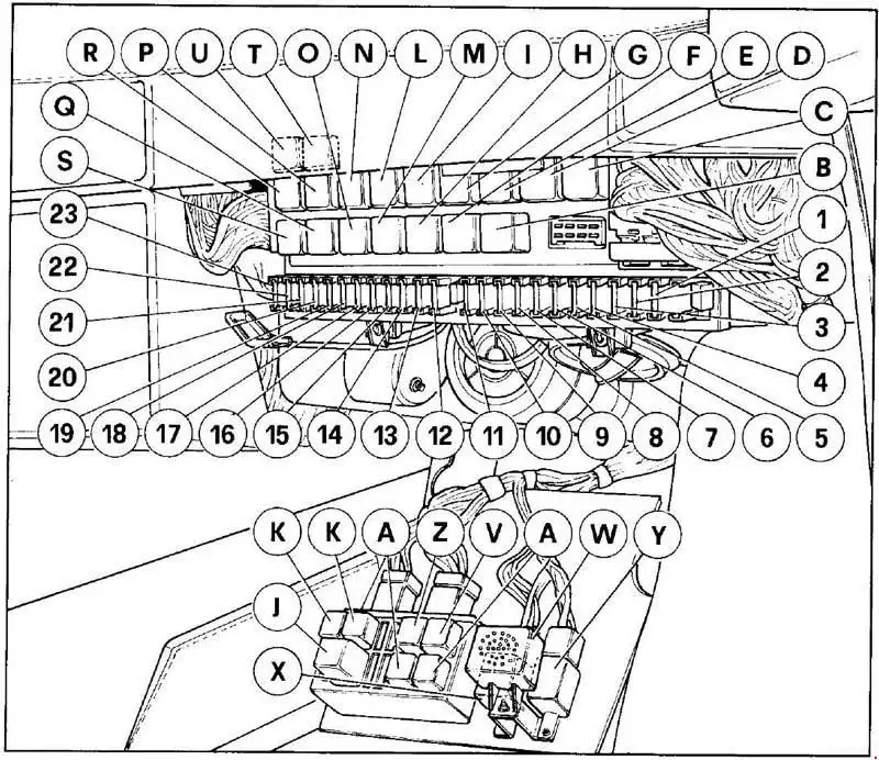 1986-1989 Ferrari 328 Fuse Box Chart