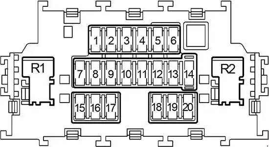 2004-2013 Nissan Note - Diagram of the Fuse Panel