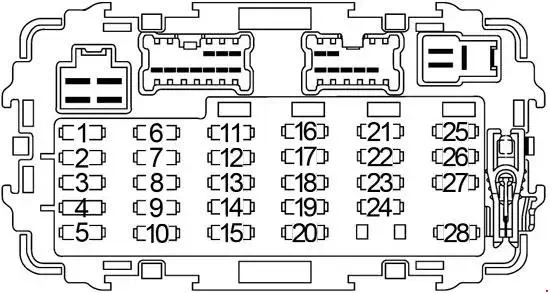 1997-2004 Nissan Frontier - Schematic of the Fuse Block