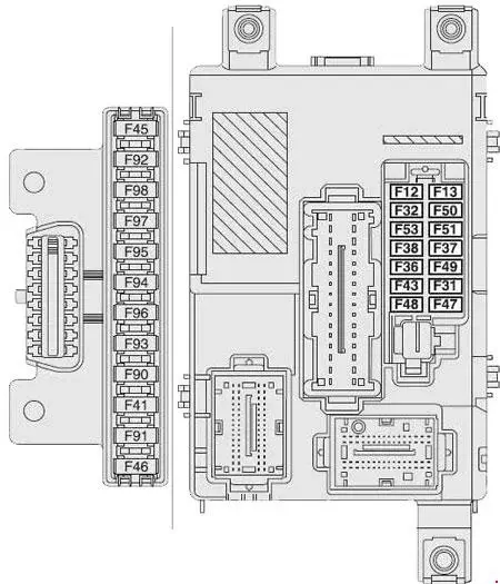 2011-2017 Opel  Combo D and Vauxhall Combo D - Chart of the Fuse Block