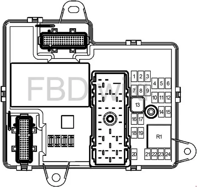 2005-2010 Pontiac G6 - Schematic of the Fuse Panel