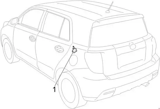 2008–2014 Toyota Urban Cruiser and Scion xD - Location of Door Control Receiver