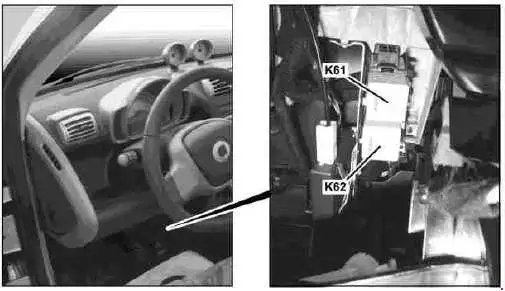 2007-2015 Smart Fortwo - Location of Blower Motor Relay