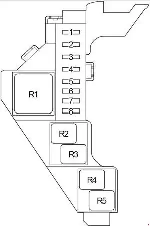 2015-2019 Toyota Hilux (RHD) - Schematic of the Fuse Block