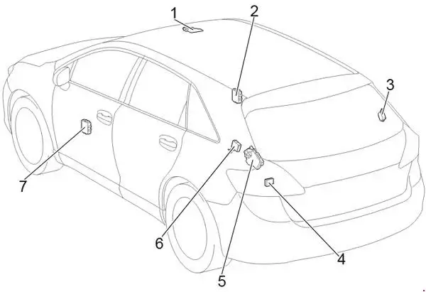 Toyota Venza (2008-2017) Location of the Control Modules