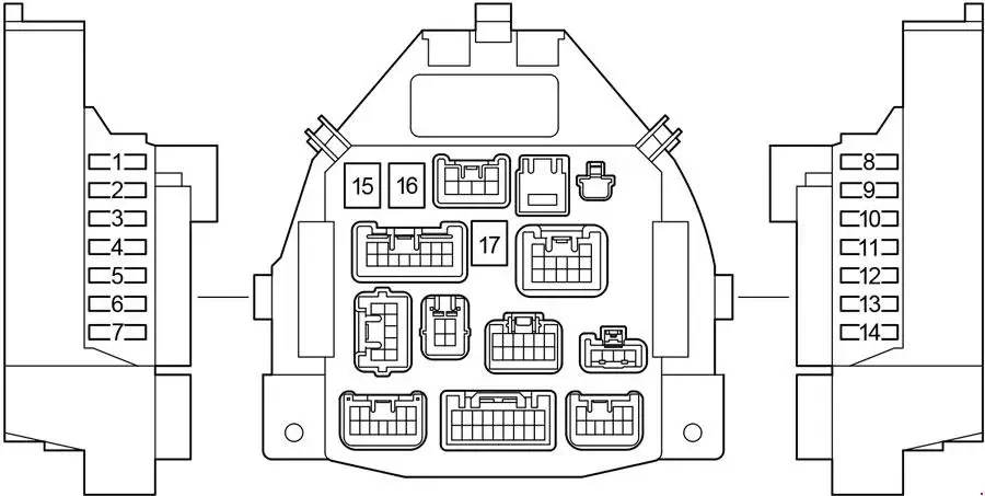 2005-2014 Toyota Aygo (AB10) Schematic of the Fuse Panel