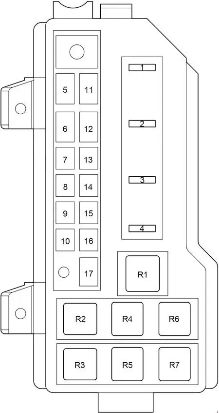 2004-2013 Toyota HiAce and Toyota Quantum (H200) Diagram of the Fuse Box