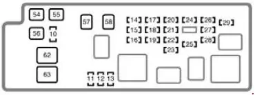 2004-2006 Toyota Tundra (Double Cab) Scheme of the Fuses Block