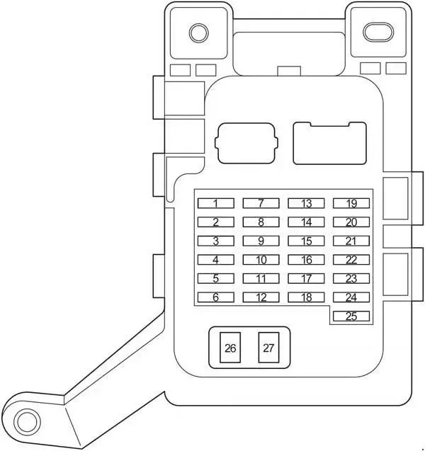 2001-2007 Toyota Highlander (XU20) Schematic of the Fuse Panel
