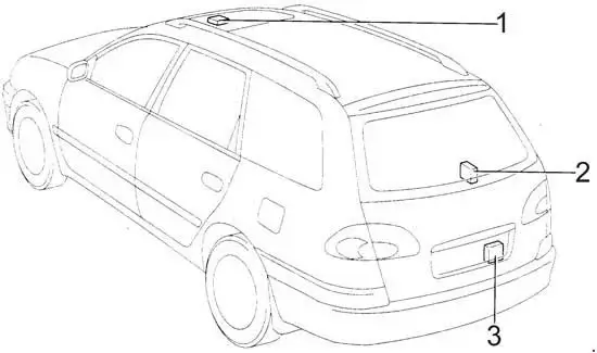 Toyota Avensis and Toyota Corona (1997-2002) Location of the Glass Breakage Sensor