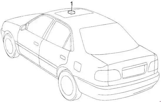 1995-2002 Toyota Corolla (E110) Location of the Sunroof Relay