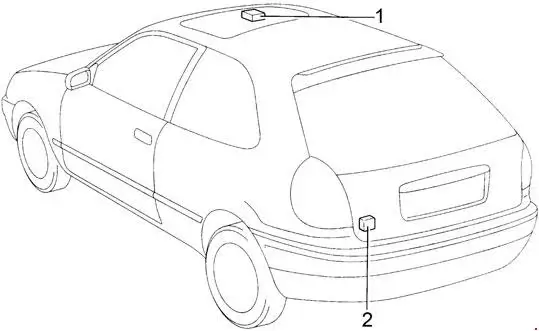 1995-2002 Toyota Corolla Hatchback (E110) Location of the Rear Wiper Relay