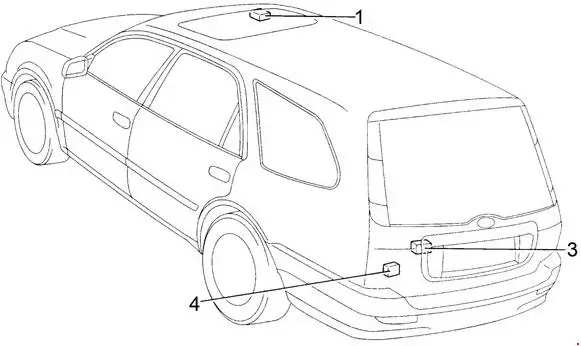 1995-2002 Toyota Corolla Wagon (E110) Location of the Rear Wiper Relay