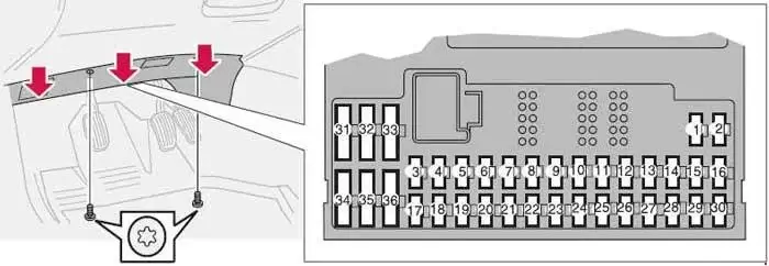 Volvo S60 and Volvo S60 R (2005-2009) Chart of the Fuse Panel