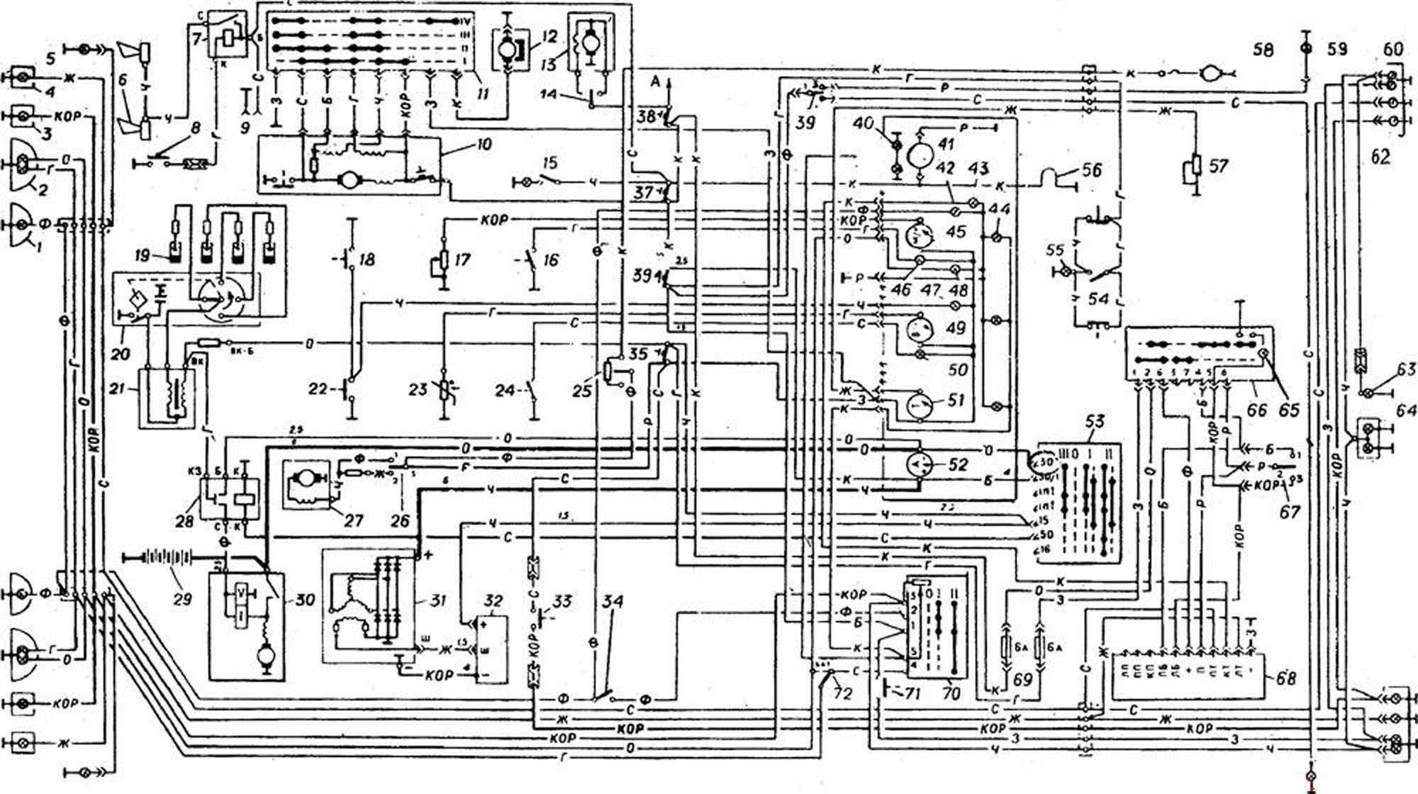 Принципиальная электрическая схема ГАЗ 24