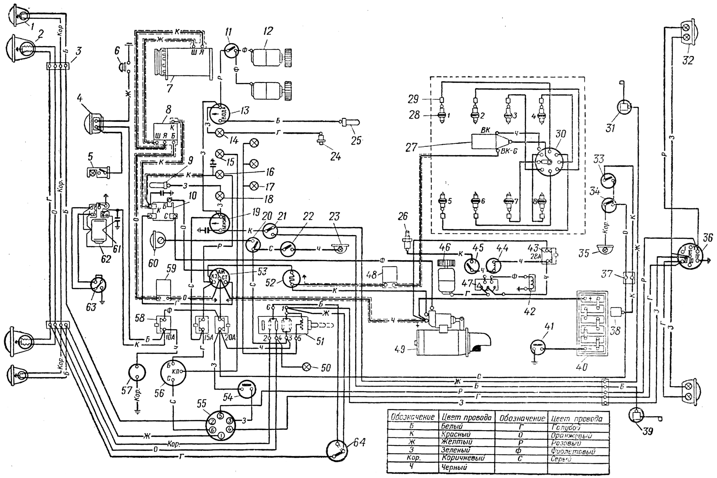 Электрическая схема автомобилей ГАЗ 66-04, ГАЗ 66-05