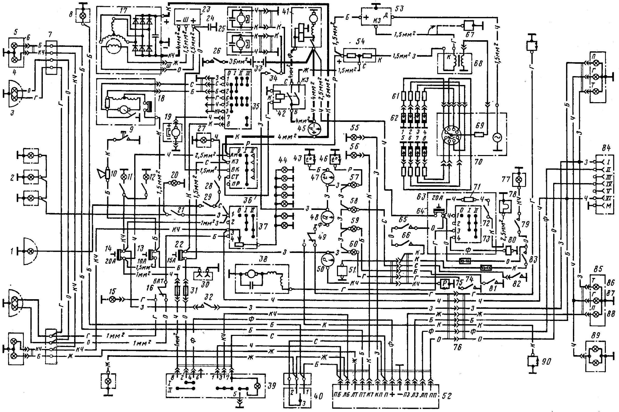 Электрическая схема автомобилей ГАЗ 66-11 и ГАЗ 66-12